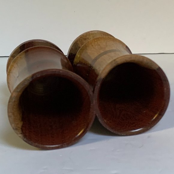 2 Turned Wood Cordial Glasses Handcrafted Pedestal Rustic Barware Bar Cart - Picture 4 of 6